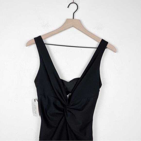 Katie May BHLDN Eva Damaris Twist Front Midi Sheath Cocktail Dress Black - Picture 14 of 15